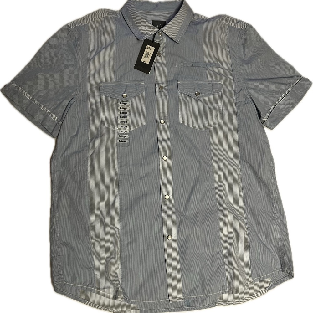Men's NEW Blue Armani Exchange Short Sleeve Shirt